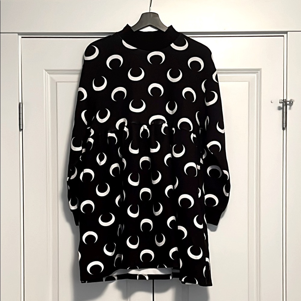 Black Friday Moon Pattern Sweatshirt Dress
